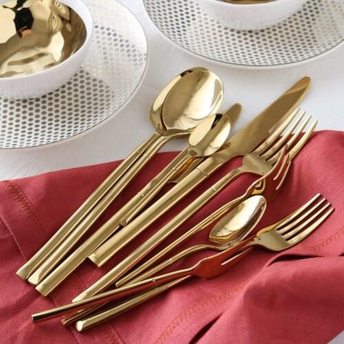 304 Stainless Steel New Gold Simple Texture Western Tableware Knife Fork Spoon/Coffee Spoon