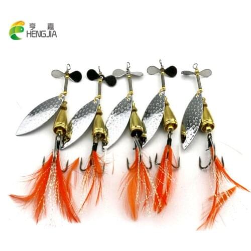 5PC HENGJIA 8.4cm 13g spinnerbait Metal Bass Sequin isca Artificial feather fishing hook Spoon pesca Pike Fishing lure bait