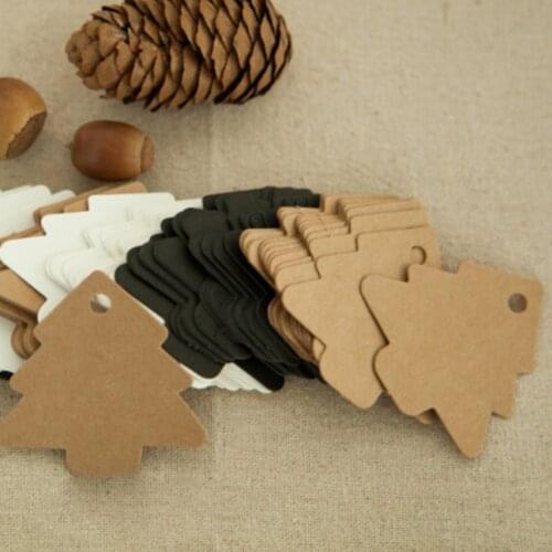 50pcs/Set DIY Kraft Christmas Tree Shape Hang tag Christmas Party Deco Paper Cards Gift tag 5.5*5.4cm