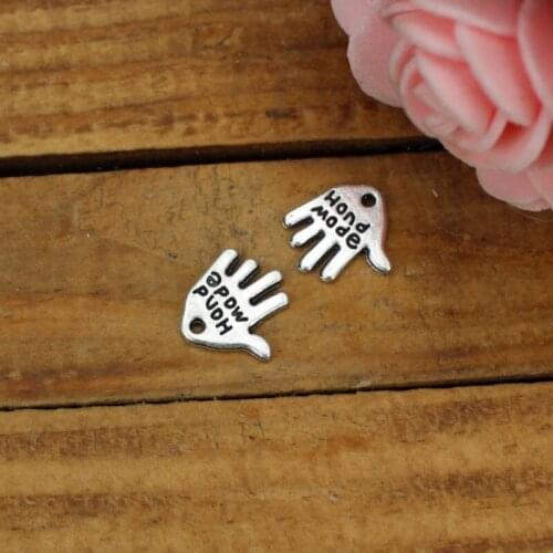 50pcs/pack Antique Silver color and Vintage Bronze handmake Alloy Hand made With Love Words Charms DIY Bracelets Accessories