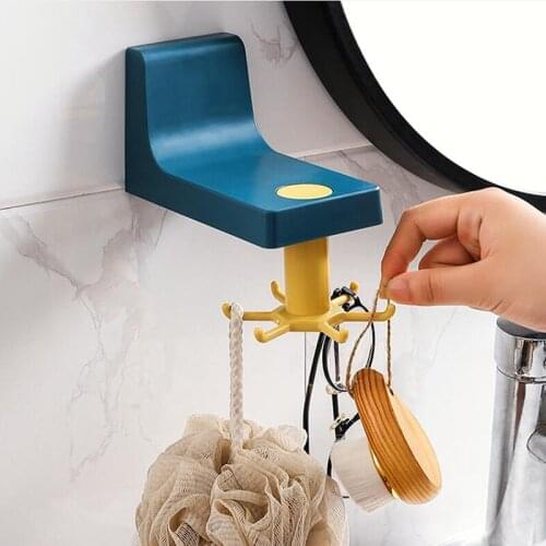 6 Hooks Kitchen Hook Storage Rack Rotating Cooking Utensils Holder Hanging Cabinet Kitchen Tool Towel Spoon Pan Pot Organizer