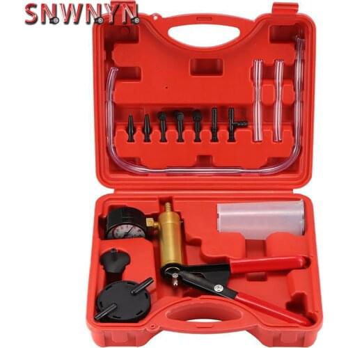 Auto Car Hand Held Vacuum Pistol Pump Tester Kit Vacuum Bleeding Brake Fluid Bleeder Tools Aluminum Pump Pressure Vacuum Gauge