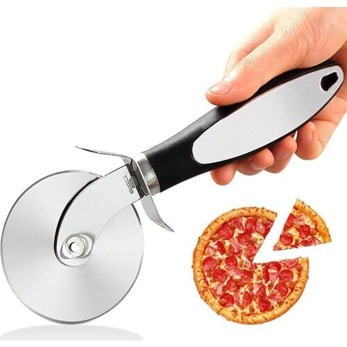 BalleenShiny High Quality Stainless Steel Pizza Wheel Knife Creative Home Kitchen Baking Tools Handheld Round Pizza Cutter