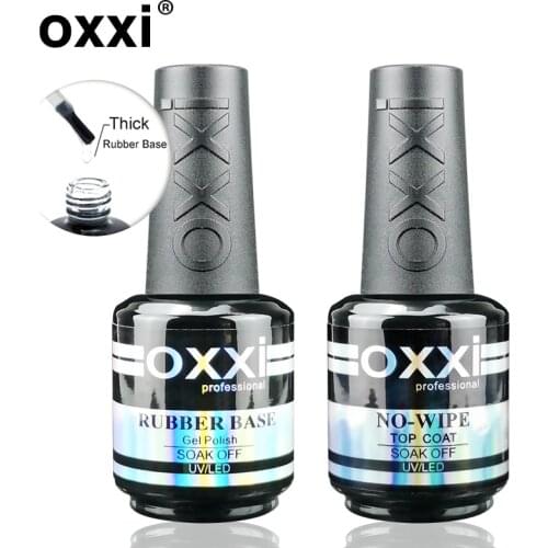 OXXI 15ml Base and Top Coat for Gel Polish Semi-permanent Varnish Rubber Top Coat y Base Coat Gellac uv led Permanent Enamel Lak