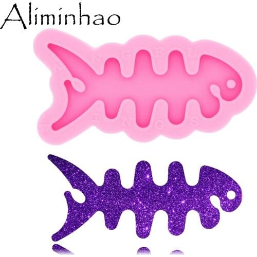 DY0471 Shiny Glossy Fish Skeleton Jewelry Epoxy Silicon Mould Cearphone Winder Cord Holder Keychain Mold