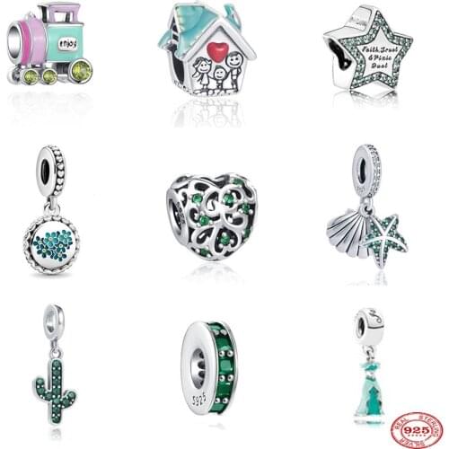 New European Summer Green Cool House cactus Bead Fit Original Pandora charms Silver 925 Bracelets Women DIY Jewelry Accessories