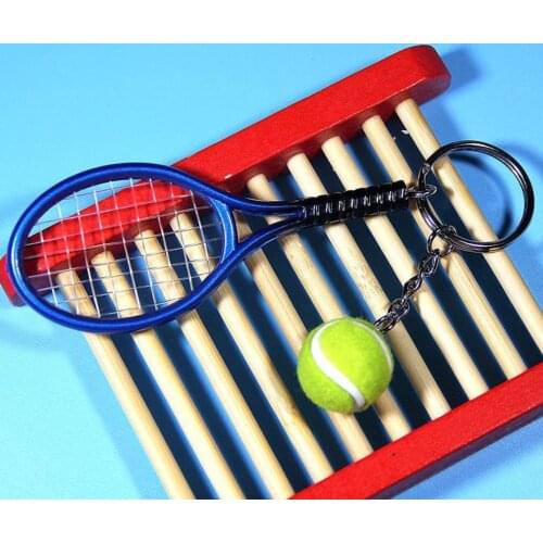 Fashion Mini Tennis Racket Pendant Keychain Keyring Key Chain Ring Finder Holer Accessories For Lovers Day Gifts