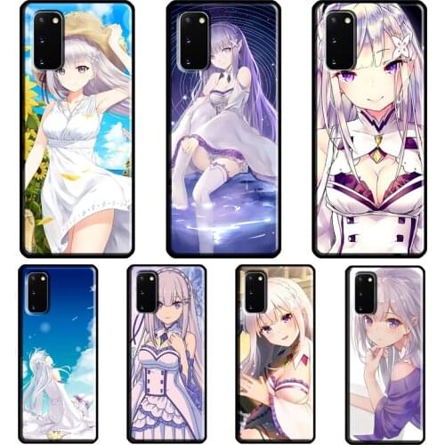 Re Zero Emilia Case For Samsung Galaxy S10 S9 S8 Note 10 Plus Note 20 Ultra S20 FE S21 Ultra Phone Cover