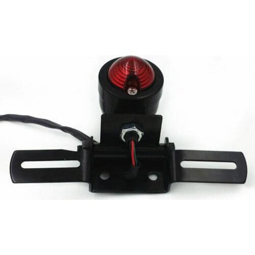 Black Bullet Red Lens Rear Tail Stop Light Lamp Chopper Bobber Cafe Racer Cruiser CB VT