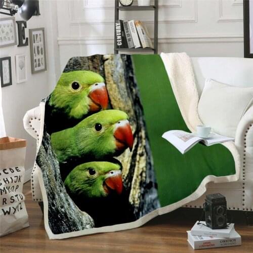 Plstar Cosmos colorful Parrot brid Blanket 3D print Sherpa Blanket on Bed Kids Girl Flower Home Textiles Dreamlike style-3