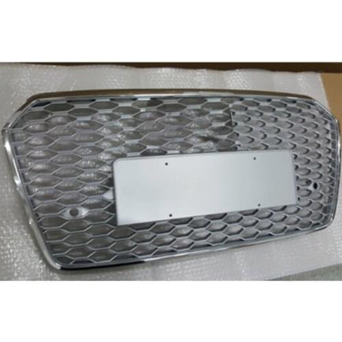 For RS7 Style Front Sport Hex Mesh Honeycomb HoodGrill Silver for Audi A7/S7 2016-2019 Car Accessories
