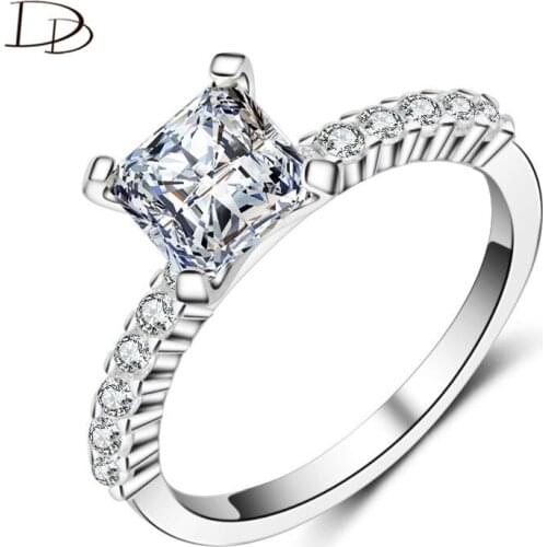 DODO Square AAA Zirconia Rings For Women silvery Wedding Fine Jewelry Princess Anel Engagement Bijoux Femme Wholesale Jz062