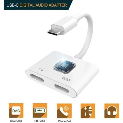 Dual TypeC Aux Charge Type C Adapter Heapdhone C Jack Splitter Ultra Z Flip Huawei 2IN1 DAC Audio Converter For Samsung S20