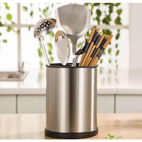 Export Rotating Cylinder Kitchen Stainless steel Chopsticks Box Waterlogging Rainfall Multi-function 3 cages Cutlery boxes