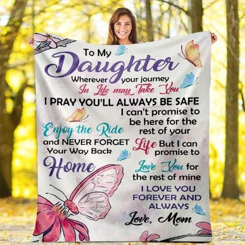 Fleece Blanket to My Daughter Letter Printed Quilt Personalized Air Mail Blanket from Mom Dad Positive Energy All Season Blanket