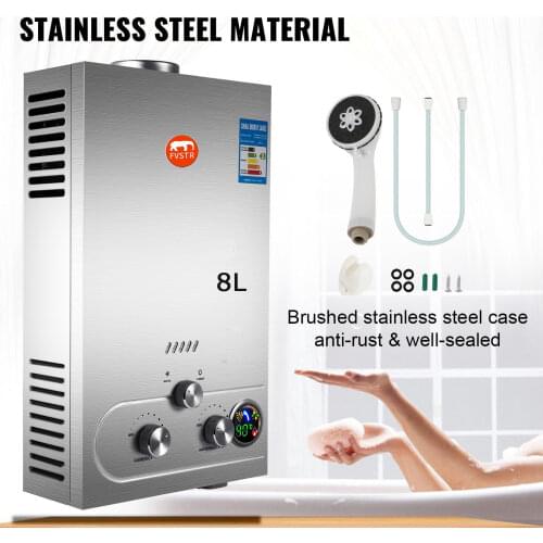 FVSTR-Swime 8L Propane Gas Lpg 2GPM Instant Hot Water Heater Tankless Boiler CE w/Shower