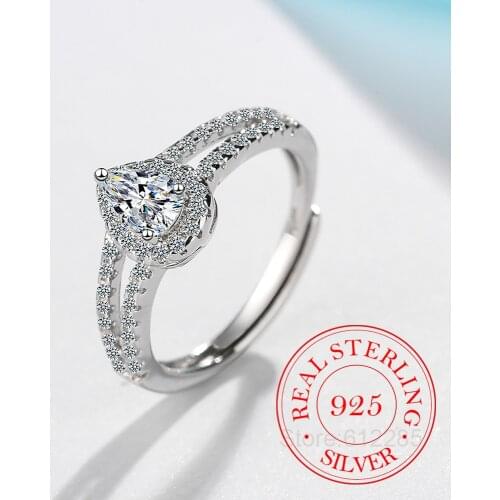 Promise 925 Sterling Silver Classic Wedding Ring Cubic Zirconia Rings for Women Bridesmaid Jewelry Gifts Charms Princess Bijoux