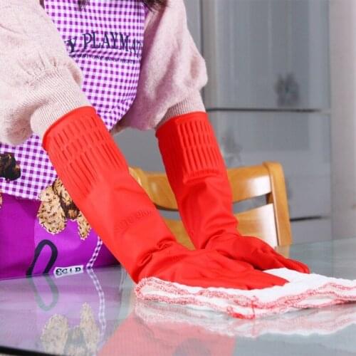 Latex Dishwashing Gloves Lengthened Thickened Rubber Waterproof Non-slip Housework Kitchen Laundry Cleaning Gloves Work Gloves