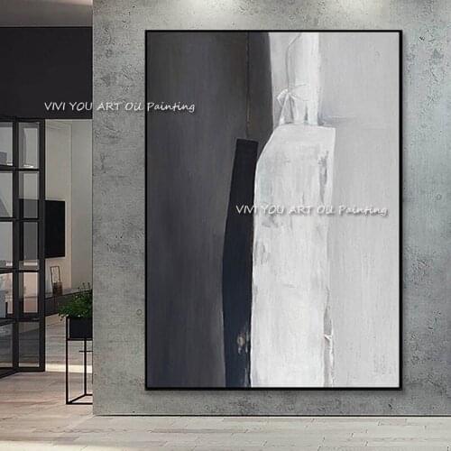 The Best Handmade Colorful Black White Oil Paintings On Canvas Wall Art Bursh Simple Pictures For Adults Living Room Decoraton