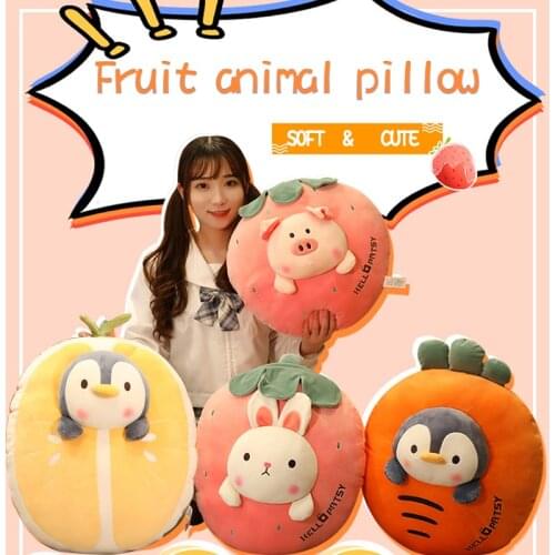 Cute Orange Durian Fruit Animal Pillow Soft Children Sleep Accompany High Elastic Soft Animal Fruit Pillow Children Favorite