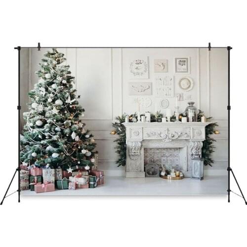 Mocsicka Christmas Backdrops Christmas Tree Firepalce Photographic Background Customized Photographic Backdrops for Photo Studio