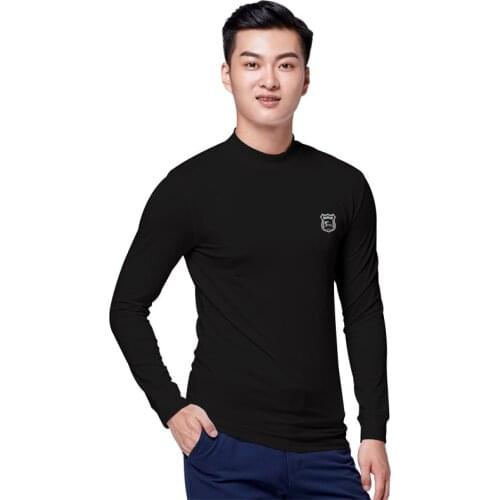 Men Golf Shirts Warm Fleece Bottom Underwear Shirt Man Long Sleeved Stand Collar Comfort Golf Apparel High Quality D0661
