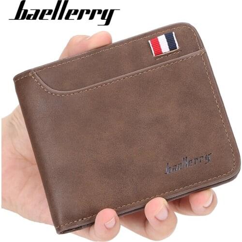 Men Retro Frosted PU Leather Wallet three Fold Male Purse Credit Card Holder Solid Color Short Wallet purse Carteria 056-D9152