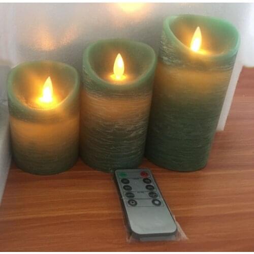 Set of 3 Candle Light 4" 5" 6" LED Candles Remote Controlled w/Timer Battery Operated Dancing wick Moving Flame Party Wedding