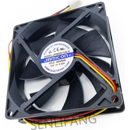 NEW for Jamicon JF0925H1UM-R DC 12V 0.42A 90x90x25mm 3-Wire Server Square Fan