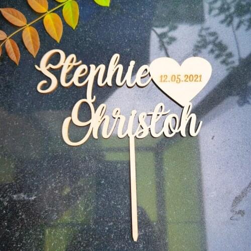 Personalized Wedding Cake Topper Custom Couple Names With Date Cake Topper Mr and Mrs Wedding CakeTopper Party Decor Supplies