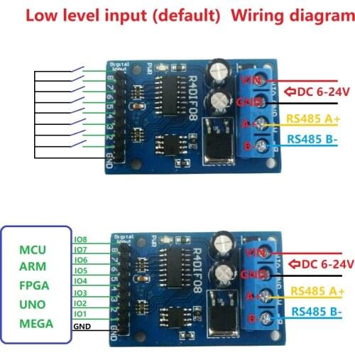 8 Digital Switch RS485 Acquisition Board TTL LvTTL CMOS IO for PLC Expand Relay Industrial automation