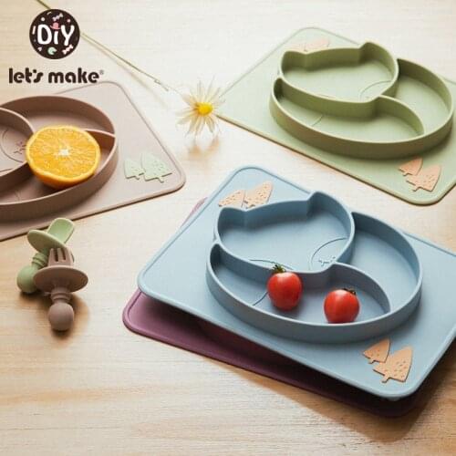 Lets make Silicone Baby Feeding Bowl Tableware Waterproof Spoon Non-Slip Crockery BPA Free Silicone Dishes for Baby Tableware