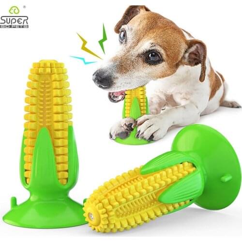 Durable Pet Dog Chew Toys Rubber Corn Play Sucker Toys Aggressive Chewers Tooth Cleaning with Big Suction Pet Interactive Toy