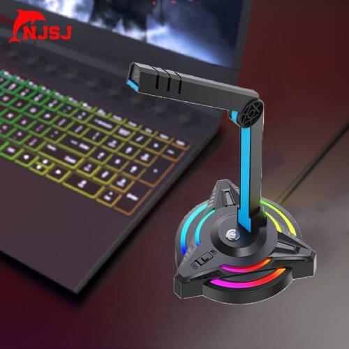 NJSJ Profession Condenser Microphone Sound Card Phantom Power Microphone for PC Gaming Karaoke Singing Studio Recording