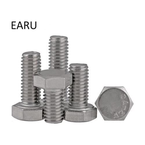 304 Stainless Steel Hexagon External Hex Head Socket Screws Bolt DIN933 Standard M5*8//10/12/14/16/18/20/25/30/35/40-100mm