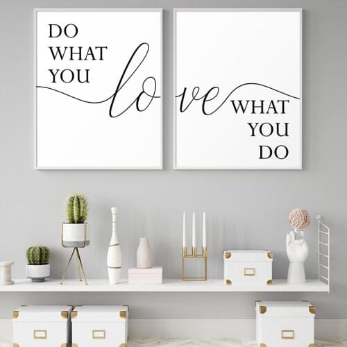 Nordic Minimalist Canvas Painting Poster and Prints Black White Love Quote Wall Art Pictures Dining Room Decor Office Decor