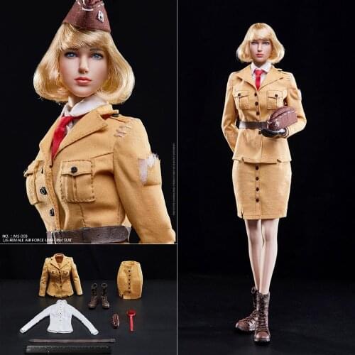STAR MAN 1/6 Female Blond Hair MS-004 Head Carving & Uniform MS-003 Fit 12" Inch Action Figure Body