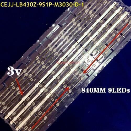 15pcs/lot 9LED(3V) 840mm LED Backlight strip for Aoc 43s5295 43PFG5813 43PFG5813/78 43PFF5292 CEJJ-LB430Z-9S1P-M3030-D