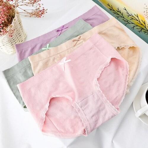 Solid Underwear Women Modal Briefs Panties Cute Pink Panties Girls Fashion Lingerie Nylon Briefs High-rise Underpants One Size