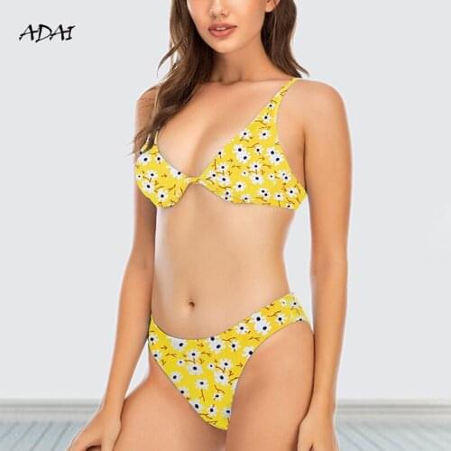 High Waist Bikini Floral Print 2 Piece Set Women Push Up Swimwear Bra and Panty Set Swimsuits Bodysuit Swim Suit 5 Color 2021