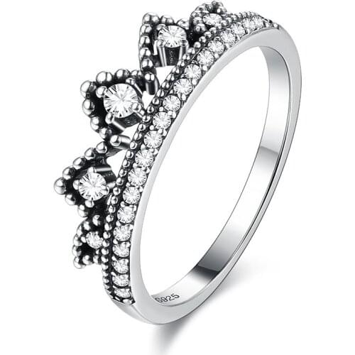 ZEMIOR S925 Sterling Silver Vintage Rings Crown Shaped Cubic Zirconia Ring For Women Fine Jewelry Best Selling Mother Day Gifts