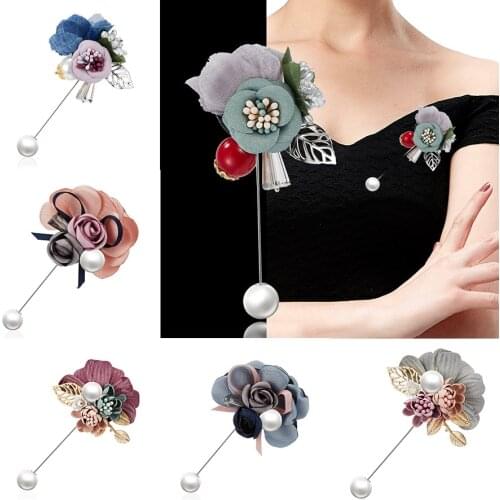 Korean Cloth Art Fabric Flower Brooch Shirt Collar Vintage Pins Brooches for Women Dress Shirt Collar Accessories Jewelry Gift