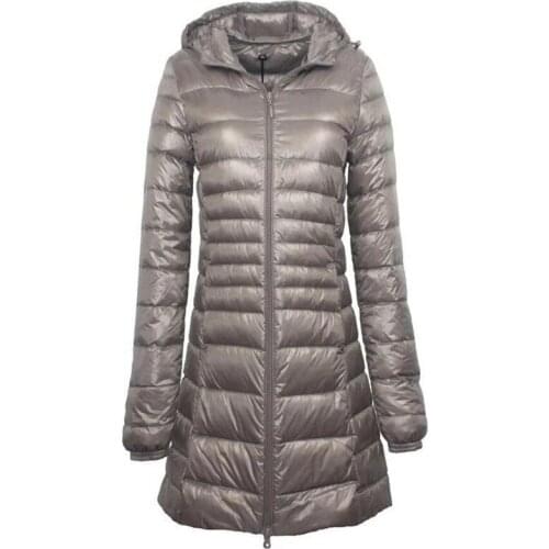 7XL Ladies Long Warm Down Coat With Portable Storage Bag Women Ultra Light Down Jacket Female Hooded Womens Overcoats