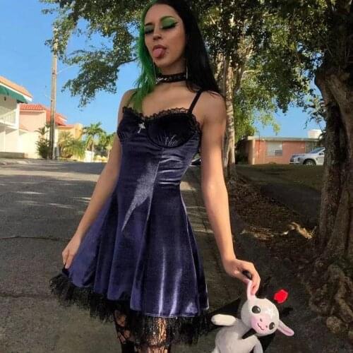 Dresses for women 2021retro velvet Lolita traf dark girl lace chest strap dress spring and summer princess dress vestidos