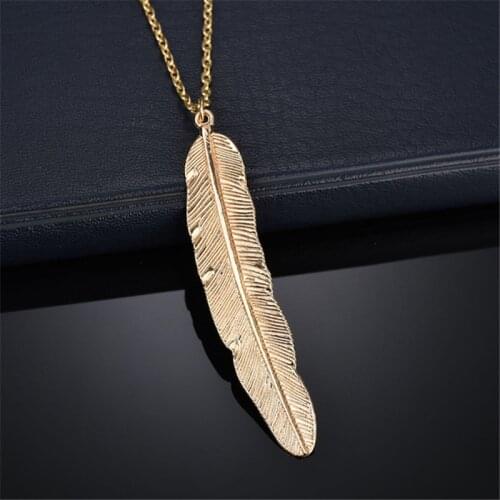 Pendant Necklace Jewelry Choker Simple Classic Feather for Women Link Chain Sweater Metal Zinc Alloy Unisex Anniversary Long