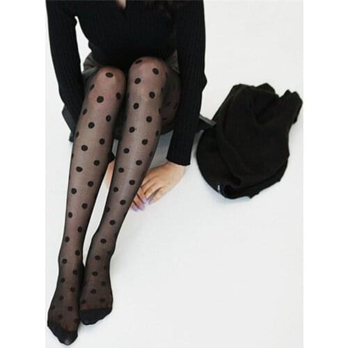 1PC Sexy Women Pantyhose Tights Summer Nylon Polka Dot Print Stocking Seamless Love Heart Female Hosiery Hot Sale