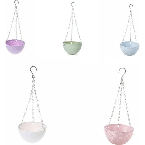 1 pcs Garden Plastic Planter Basket Flower Pot Creative Plant Decoration Hanging Home Chain