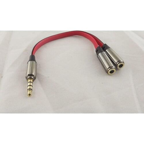 10pcs 3.5mm 1 Male To 2 Female Aux Headphone Stereo Audio Splitter Flat Lead Cable 18cm