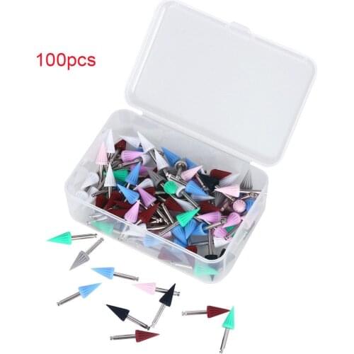 100pcs Dental Polishing Cup Silicone Polisher Prophy Tapered Umbrella Sharp