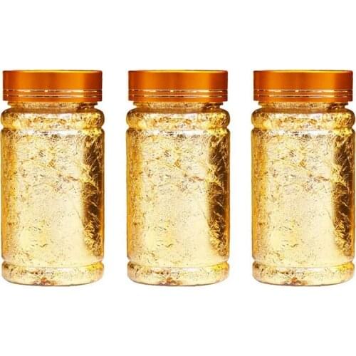 3Pcs Metallic Foil Paper Silver Gold Leaf Flakes for DIY Craft Painting Gilding Crafting Nail Arts (Golden)